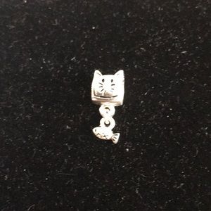 Sterling silver kitty with fish charm